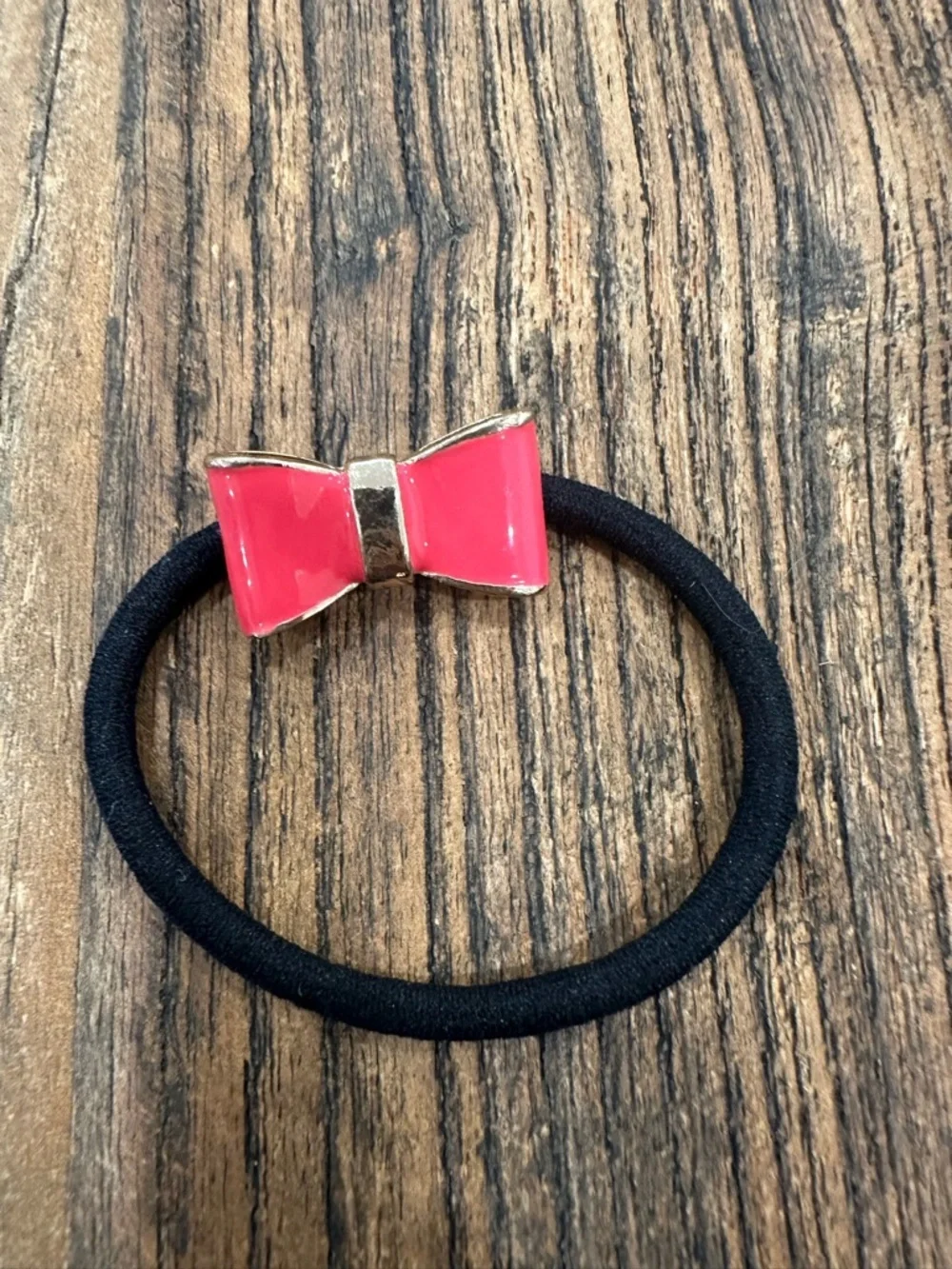 Elastic Hair Ties Set with Pink and Cream Bows and Clear Gem